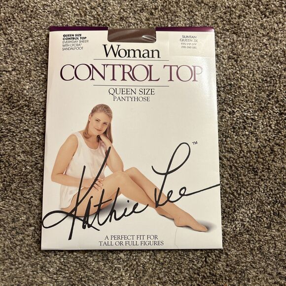 Kathie Lee Queen Control Top Pantyhose Suntan Queen 3X Sandalfoot Sheer - 029 - Picture 1 of 2